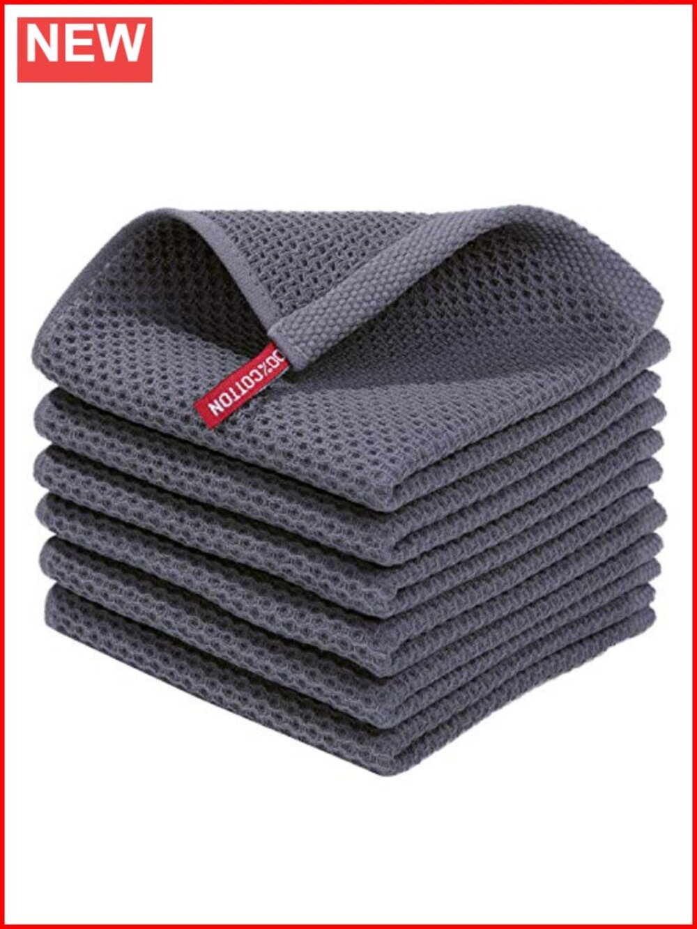 Cotton Waffle Weave Kitchen Dish Cloths 6-Pack Absorbent 12x12